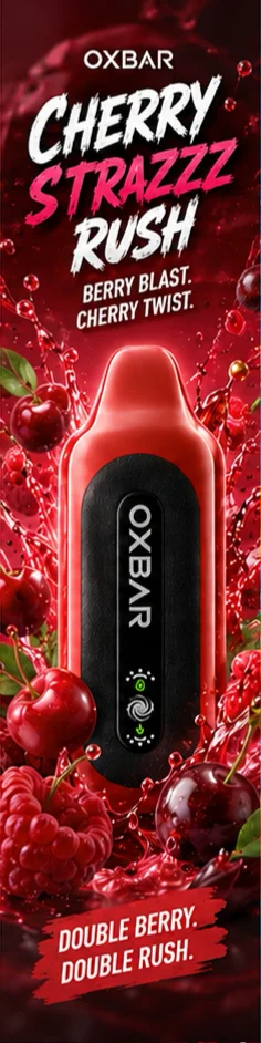 Cherry Strazz Rush promotional flavour card