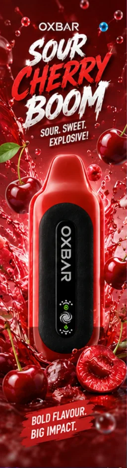 Sour Cherry Boom promotional flavour card